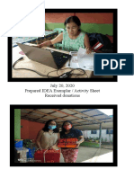 July 20, 2020 Prepared IDEA Exemplar / Activity Sheet Received Donations