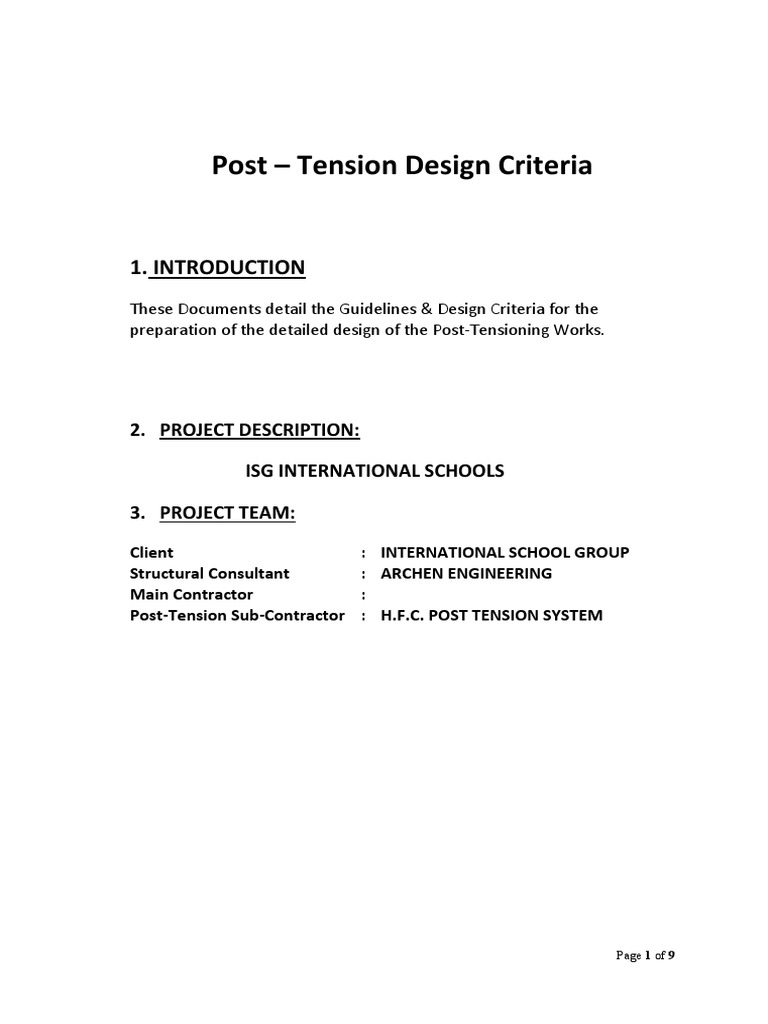 Post-Tension Design Criteria for ISG Schools | PDF | Prestressed ...