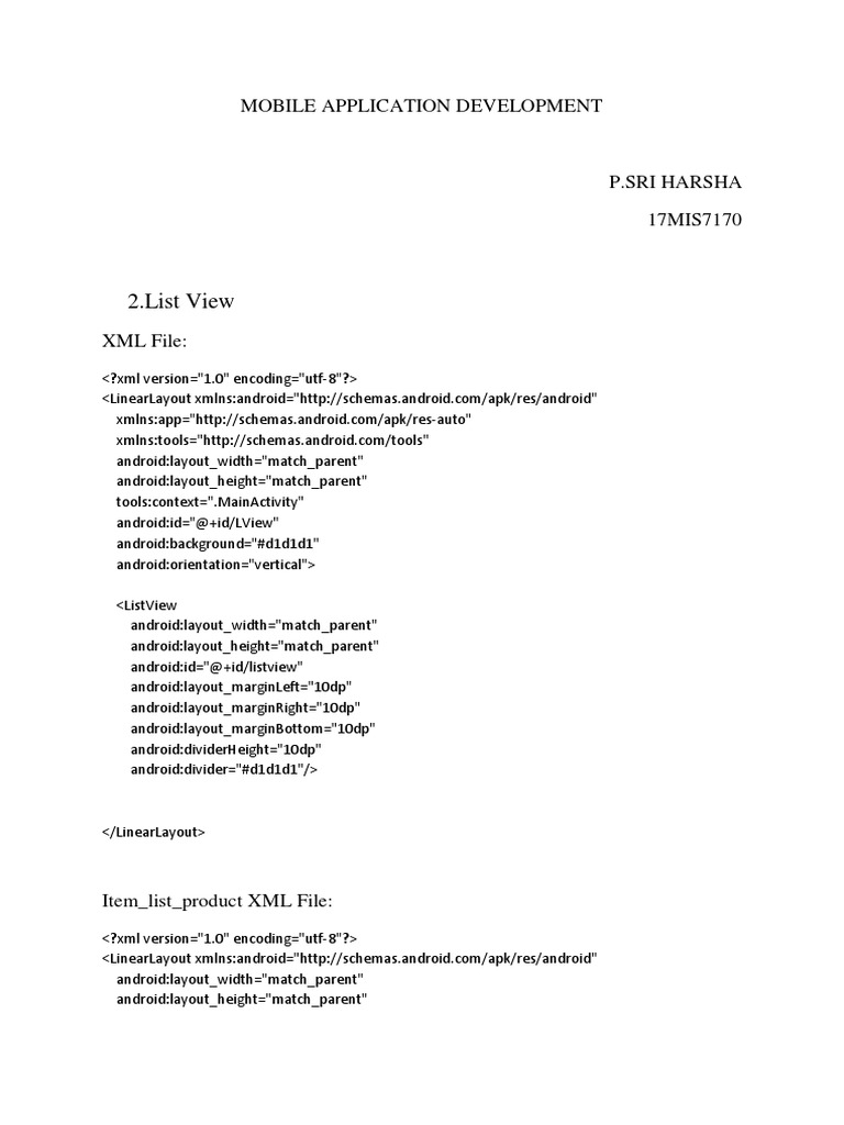 2.list View: Mobile Application Development | PDF | Android (Operating ...
