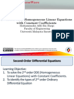 2 Order ODE: Homogeneous Linear Equations With Constant Coefficients