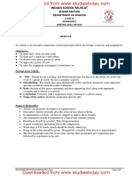 CBSE Class 9 Assignment-Articles Writing PDF
