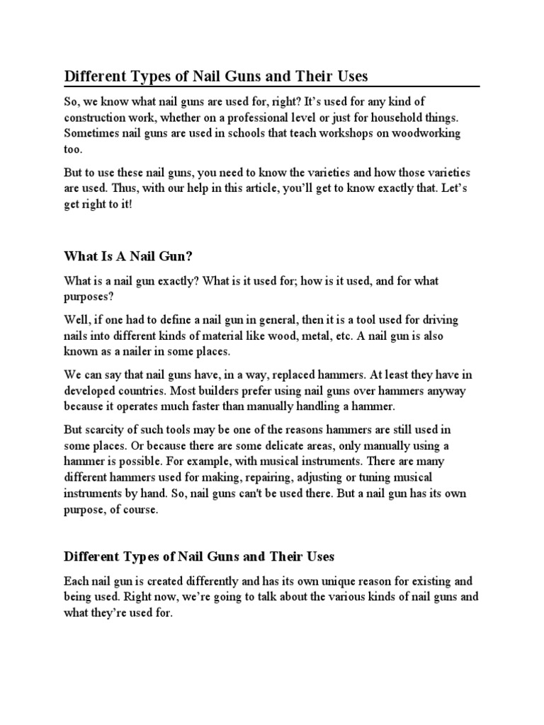 DifferentTypesofNailGunsandTheirUses (Info Batch 2) PDF Gun