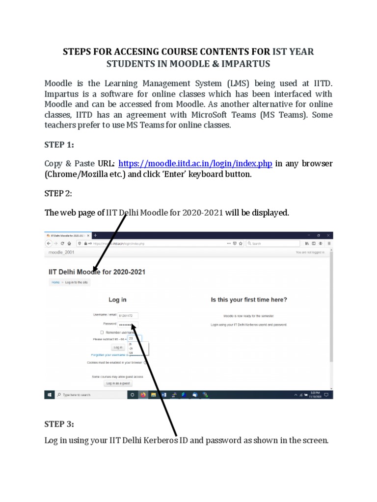 Accessing Moodle and Impartus at IITD | PDF | World Wide Web | Internet ...
