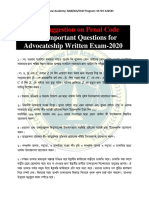 Final Suggestion On Penal Code: VVV Important Questions For Advocateship Written Exam-2020