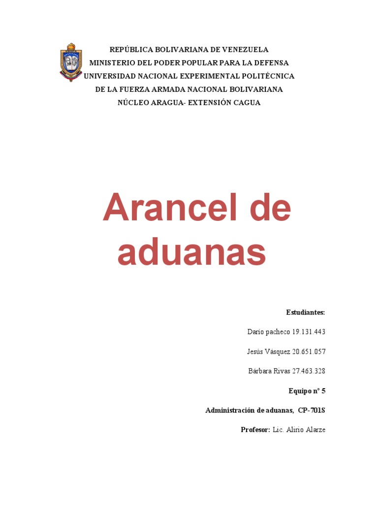 Arancel de Aduanas en Venezuela 2024 | PDF | aduana | Arancel
