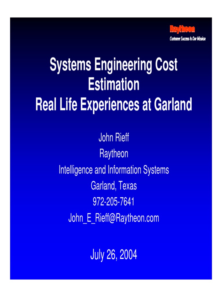 Systems Engineering Cost Estimation Insights | PDF | Systems ...