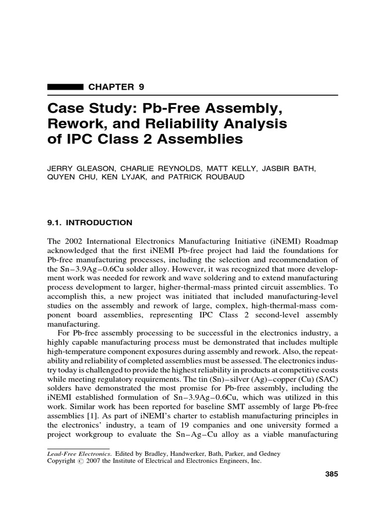 Case Study Pbfree Assembly Rework and Reliability Analysis of Ip | PDF ...
