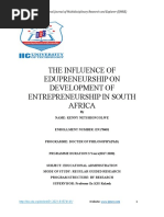 The Influence of Edupreneurship On Development of Entrepreneurship in South Africa