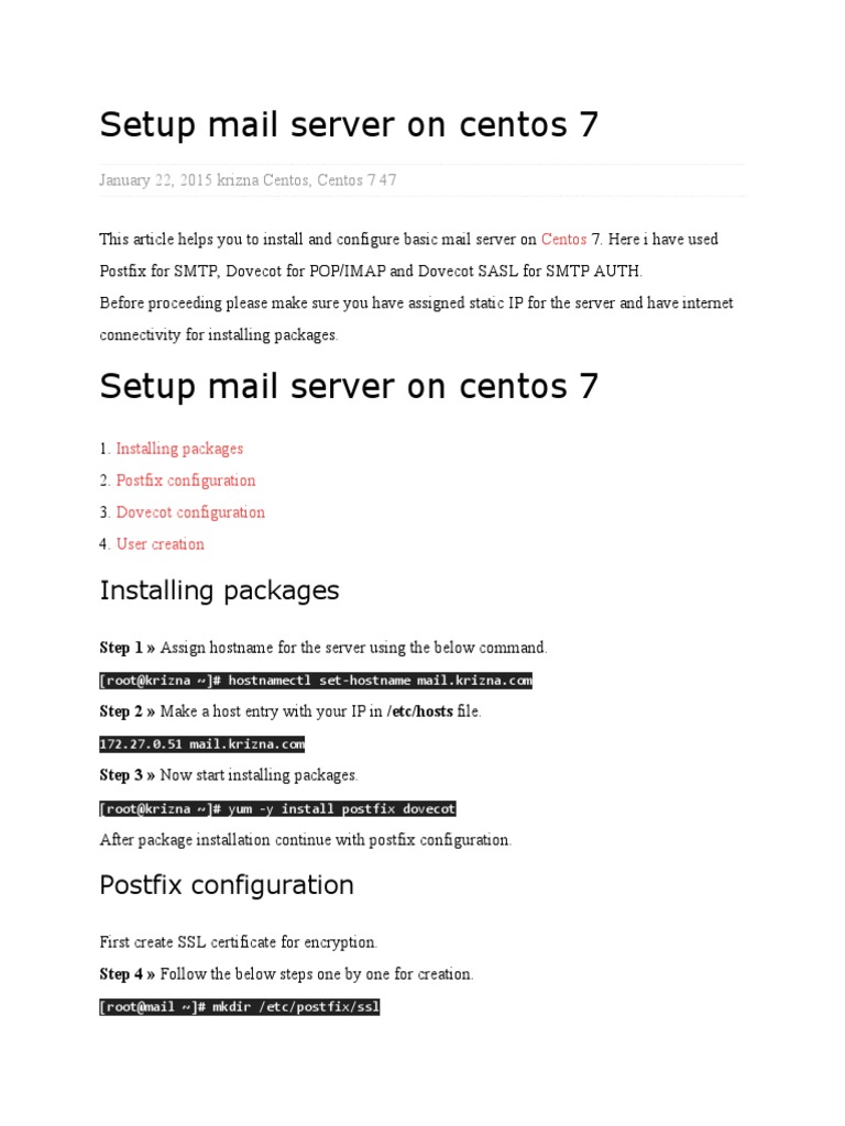 Configure Mail Server on CentOS 7 | PDF | Transport Layer Security ...