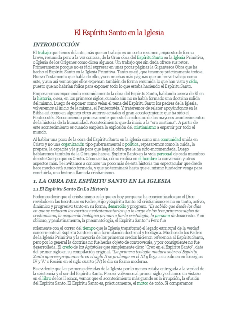 El Espíritu Santo en la Iglesia Primitiva | PDF | espíritu Santo ...