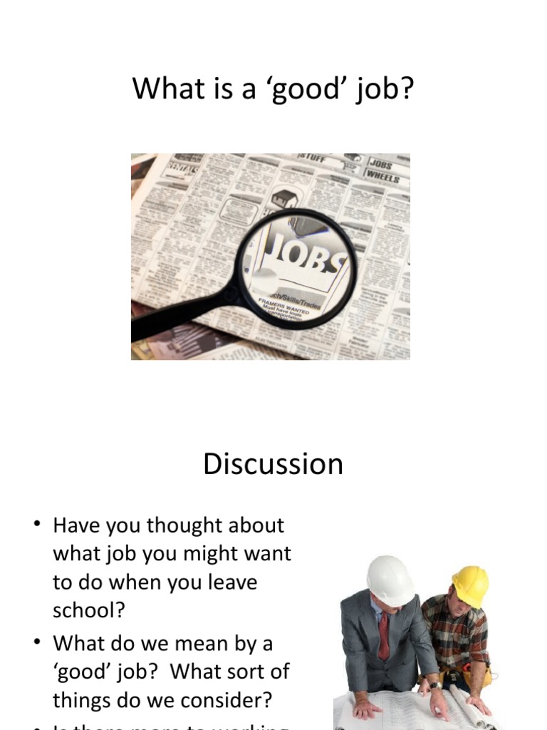 Defining a Good Job: Key Considerations | PDF