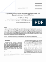 Experimental Investigation of A Solar Desalination Unit With Humidification and Dehumidification