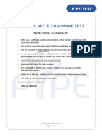 Vocabulary & Grammar Test: Instructions To Candidates