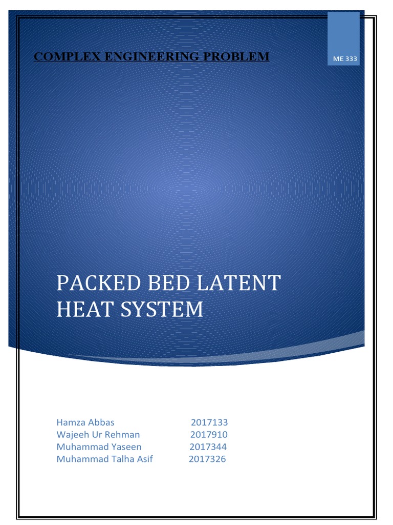 Packed Bed Latent Heat System Complex Engineering Problem PDF Heat Transfer Latent Heat