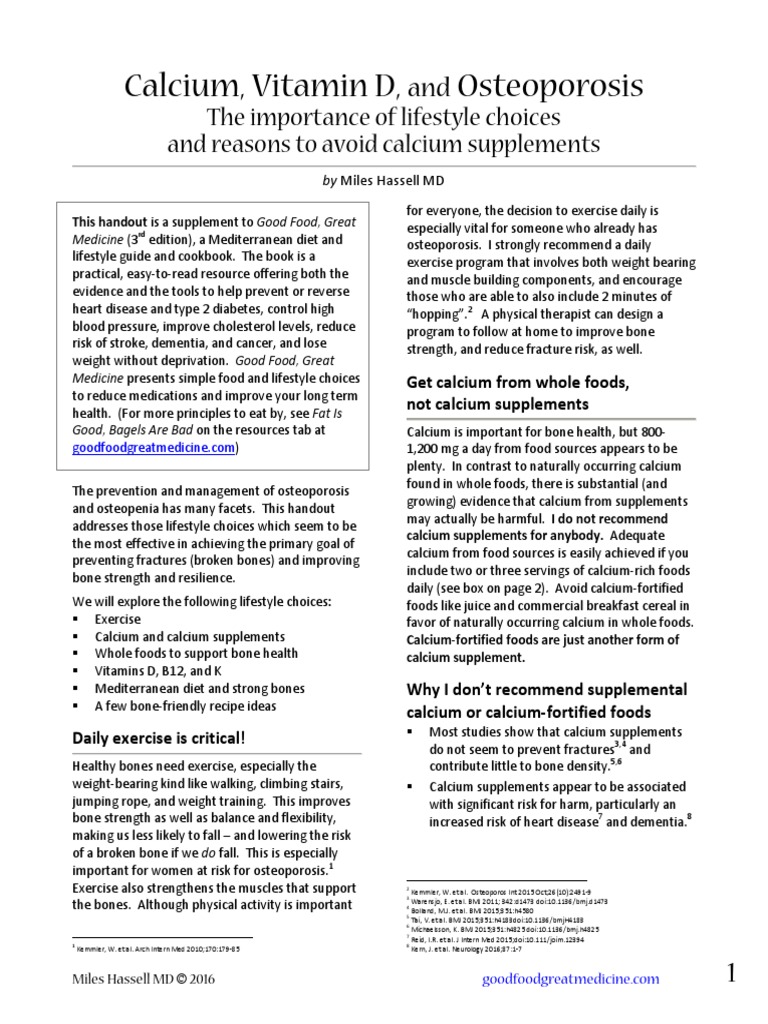 Calcium, Vitamin D, Osteoporosis The Importance of Lifestyle Choices