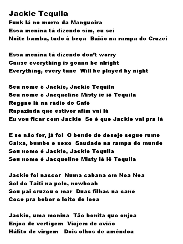 Jakie Tequila e Garota Nacional Letra PDF PDF