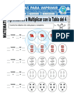 Ficha de Multiplicando Con La Tabla Del Cuatro para Primero de Primaria PDF