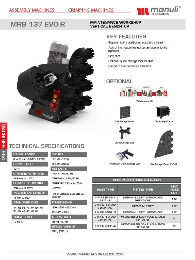 MRB 137 Evo Manuli Crimp PDF Mains Electricity Manufactured Goods