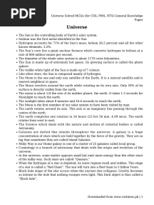 Universe Solved MCQs (For CSS, PMS, NTS) General Knowledge Paper