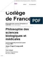 FAGOT-LARGEAULT, 2001, Leçon inaugurale - Philosophie des sciences biologiques et médicales