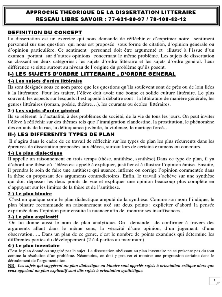 Dissertation Litteraire Pdf Pdf Sujet Grammaire Dialectique