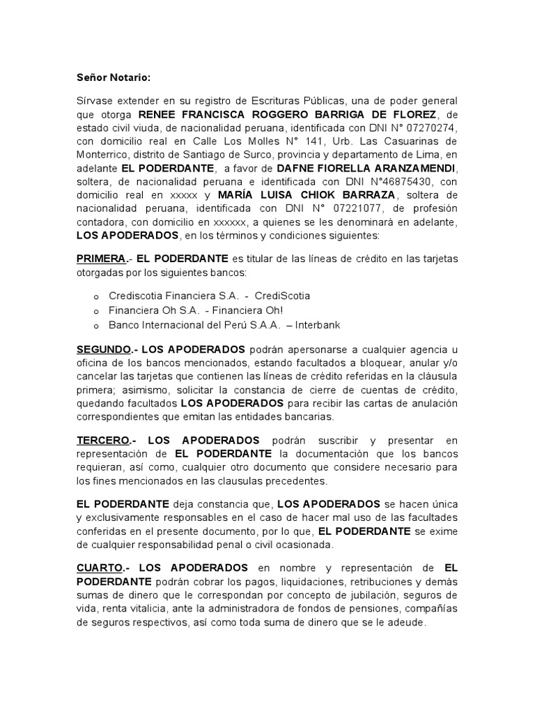 Poder General para Gestión Bancaria | PDF | Bancos | Bancario