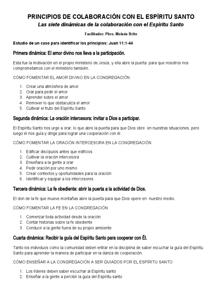 Colaboración con el Espíritu Santo | PDF | Oración | espíritu Santo