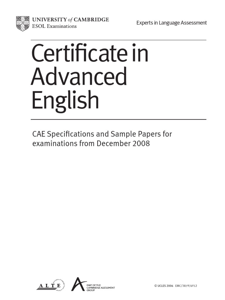 Cae Spec SP Dec08 | PDF | Test (Assessment) | Cognitive Science