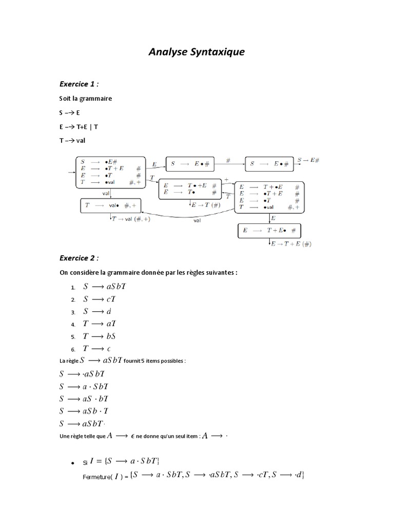 Analyse Syntaxique et Automate Canonique | PDF