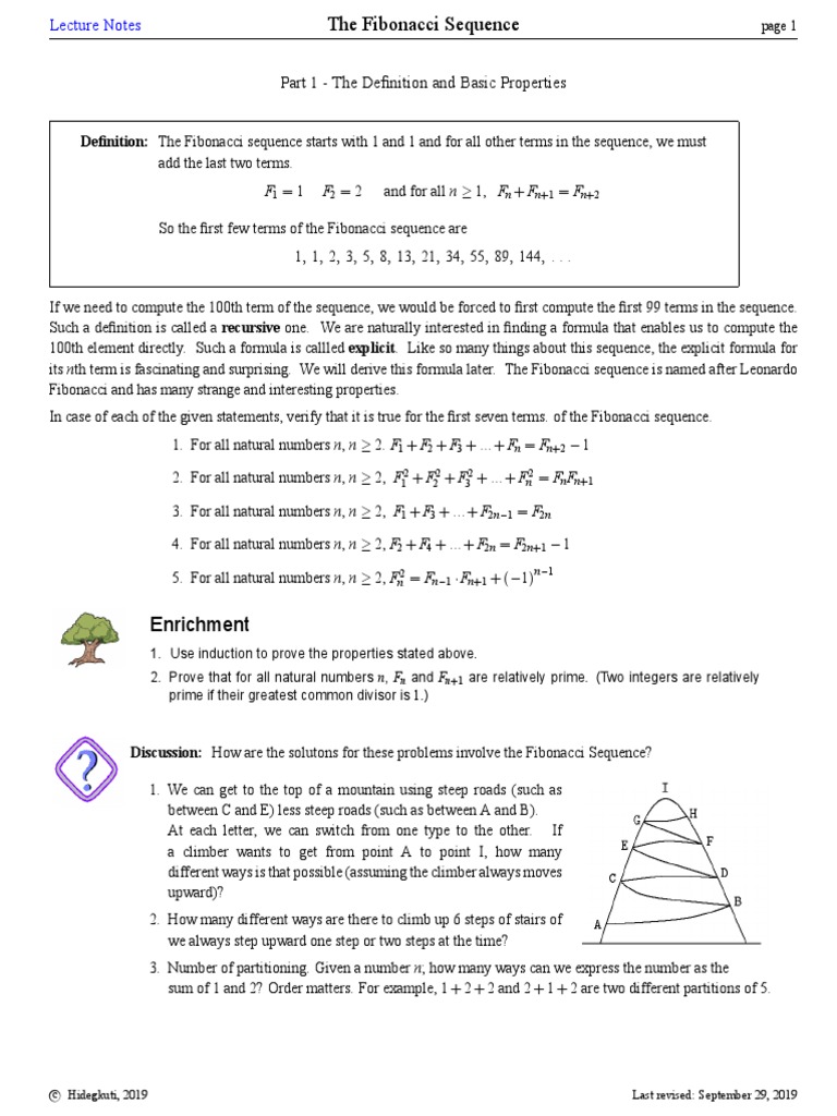 Fibonacci Sequence Lecture Notes | PDF | Sequence | Numbers