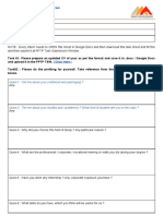 Pre-Placement Training Program: Task Sheet