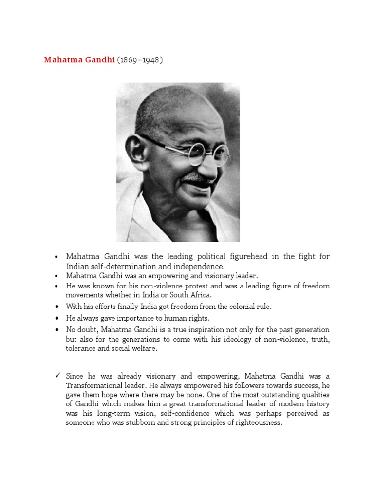 Mahatma Gandhi's Leadership Qualities | PDF