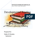 Developmental Reading: Reading, Its Important and Powers Affecting Reading