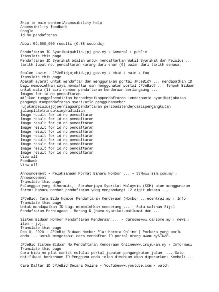 No Id Pendaftaran Pdf