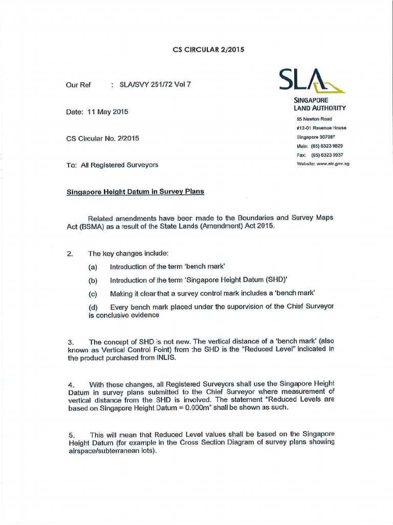 Singapore Height Datum To Chart Datum 