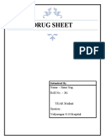 Drug Sheet: Name - Sima Nag Roll No. - 36
