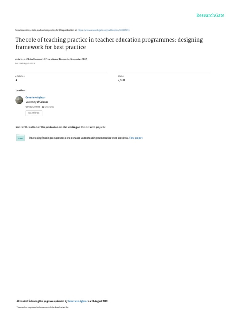 The Role of Teaching Practice | PDF | Teacher Education | Teachers