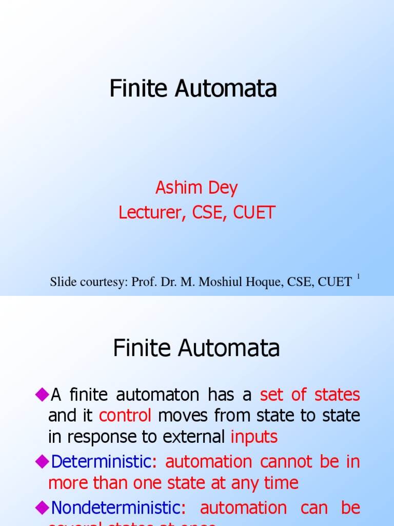 Finite Automata | PDF | Algorithms | Models Of Computation