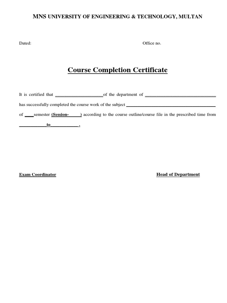 Course Completion Certificate PDF | PDF