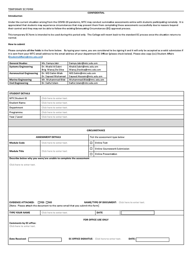 Extenuating Circumstances Eform | PDF | Business