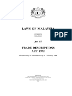 Laws of Malaysia: Trade Descriptions ACT 1972