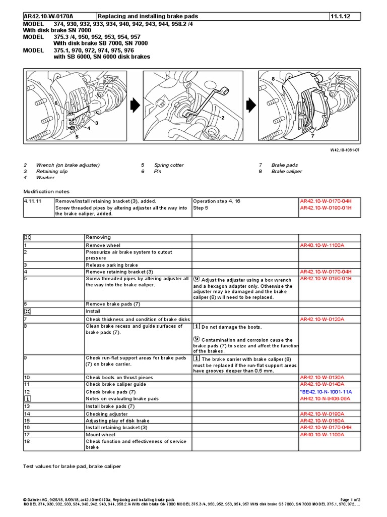 Replacing and Installing Brake Pads FOR AIR BRAKES PDF PDF Brake Screw