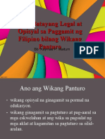 Batayang Legal Sa Paggamit NG Filipino Bilang Wikang Panturo