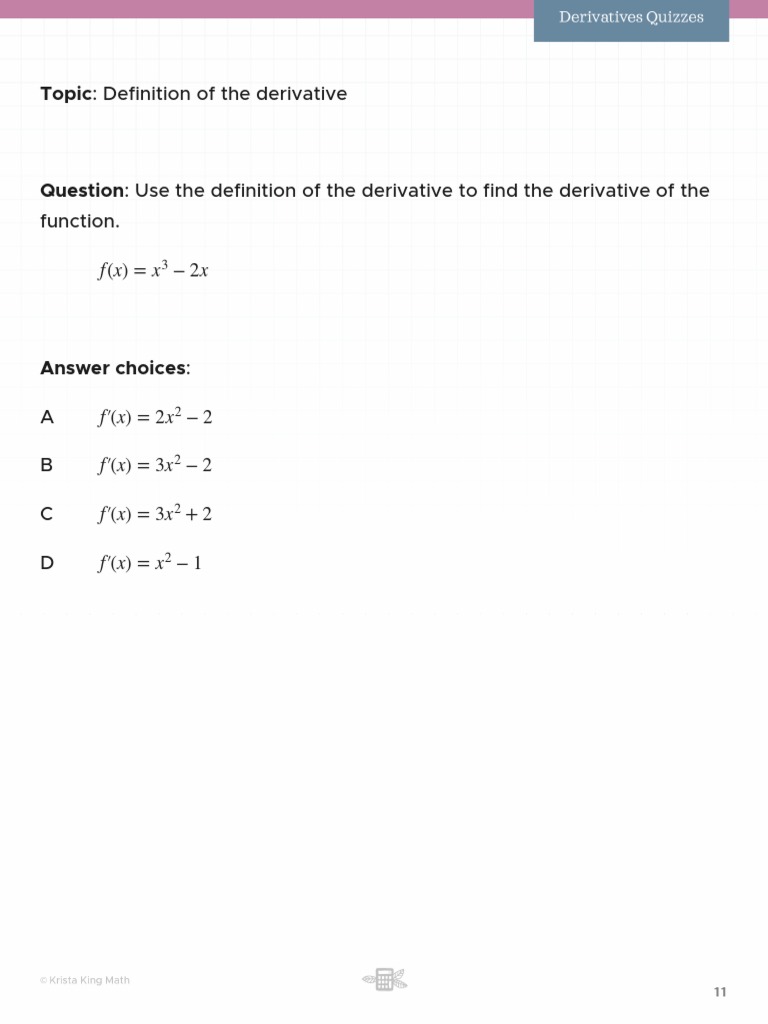 Derivative Calculation Using Limits | PDF | Mathematical Analysis ...