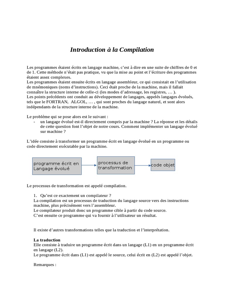 Introduction à la Compilation de Code | PDF | Compilateur | Code source