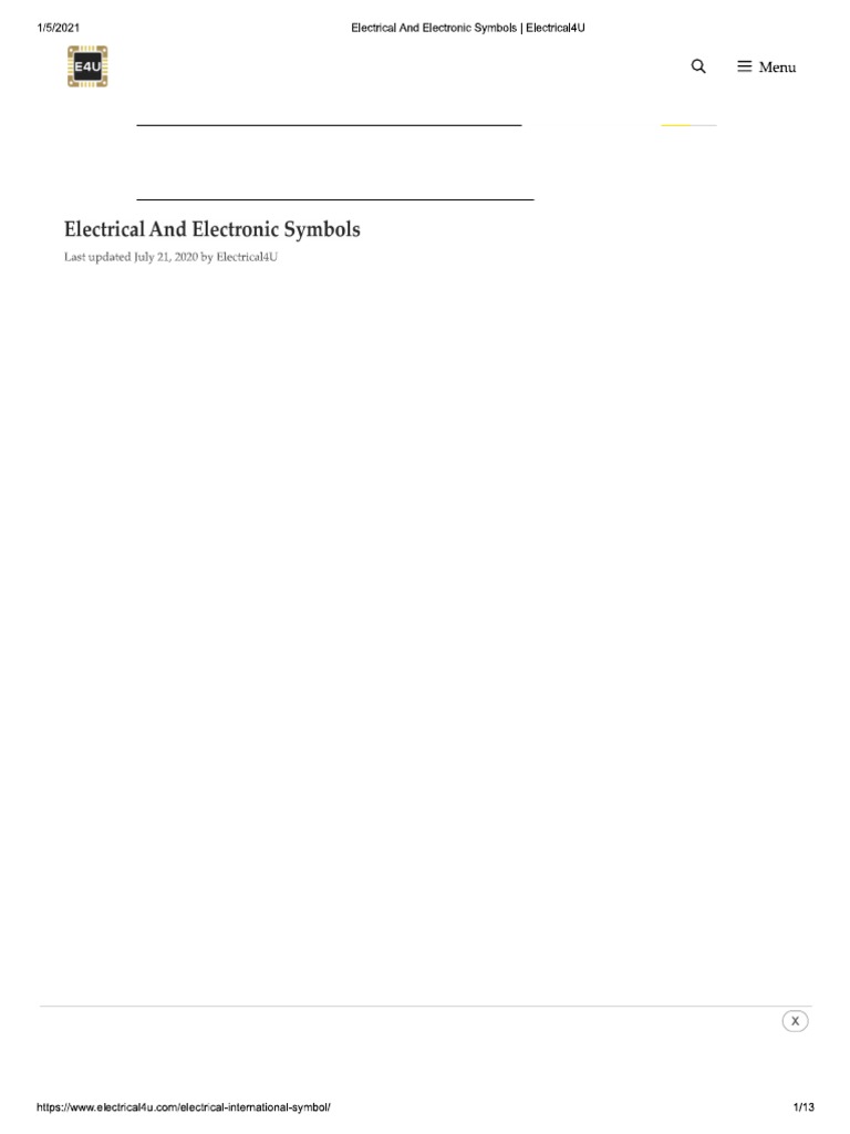 Electrical and Electronic Symbols - Electrical4U | PDF