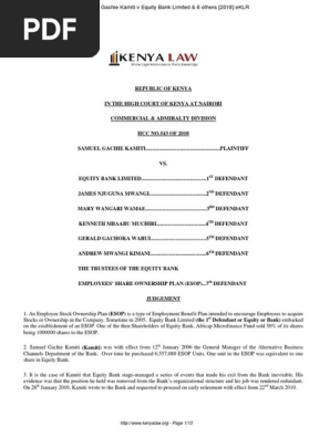 Samuel Gachie Kamiti v Equity Bank Ltd