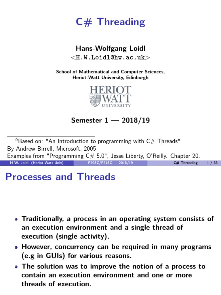 C Threading HansWolfgang Loidl PDF Concurrent Computing Thread