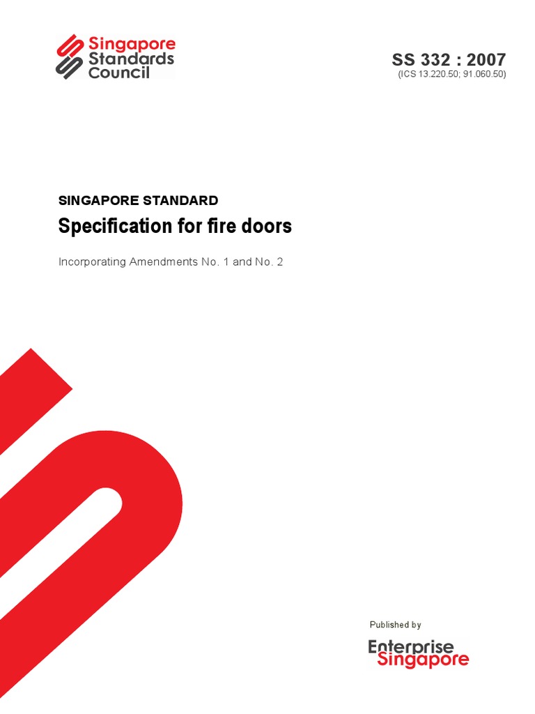 SS 332: 2007 Fire Door Specification | PDF | Door | Components
