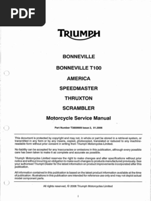 Triumph-Bonneville Motorcycle Service Manual - T3859909 PDF | PDF
